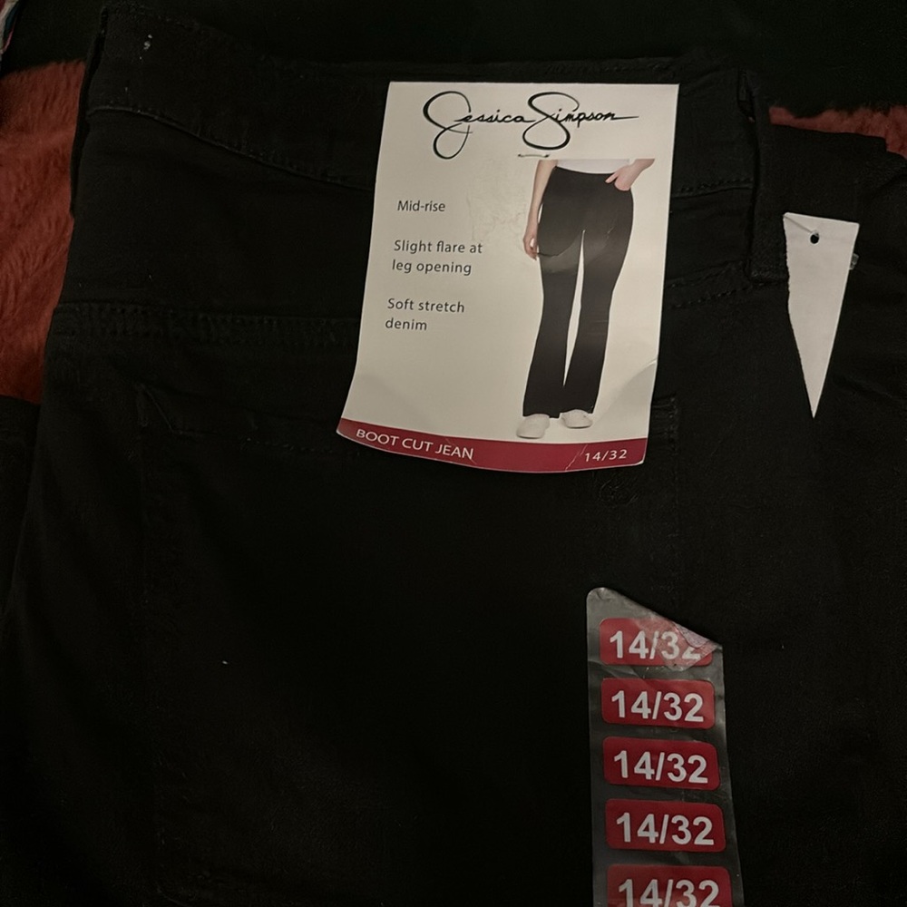 Jessica simpson black demin jean Mid-rise Slight Flare at leg opening Bo…